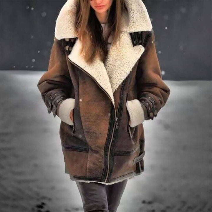 Evelyn | Womens Coat Shearling-Lined Mid-Length Suede Jacket