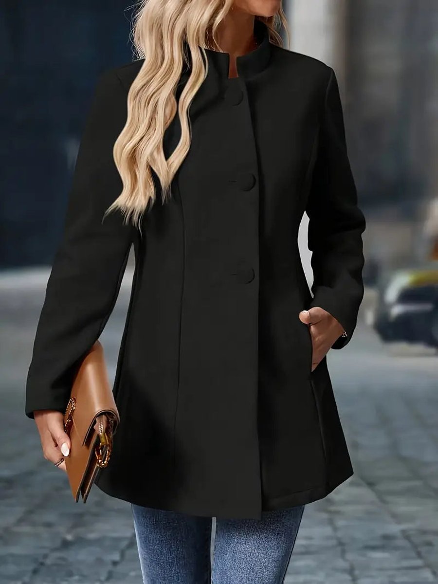Florence | Women's Coat Stand-Collar Button-Front Tailored Blazer Jacket