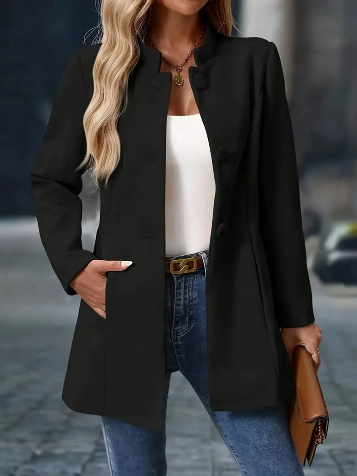 Florence | Women's Coat Stand-Collar Button-Front Tailored Blazer Jacket