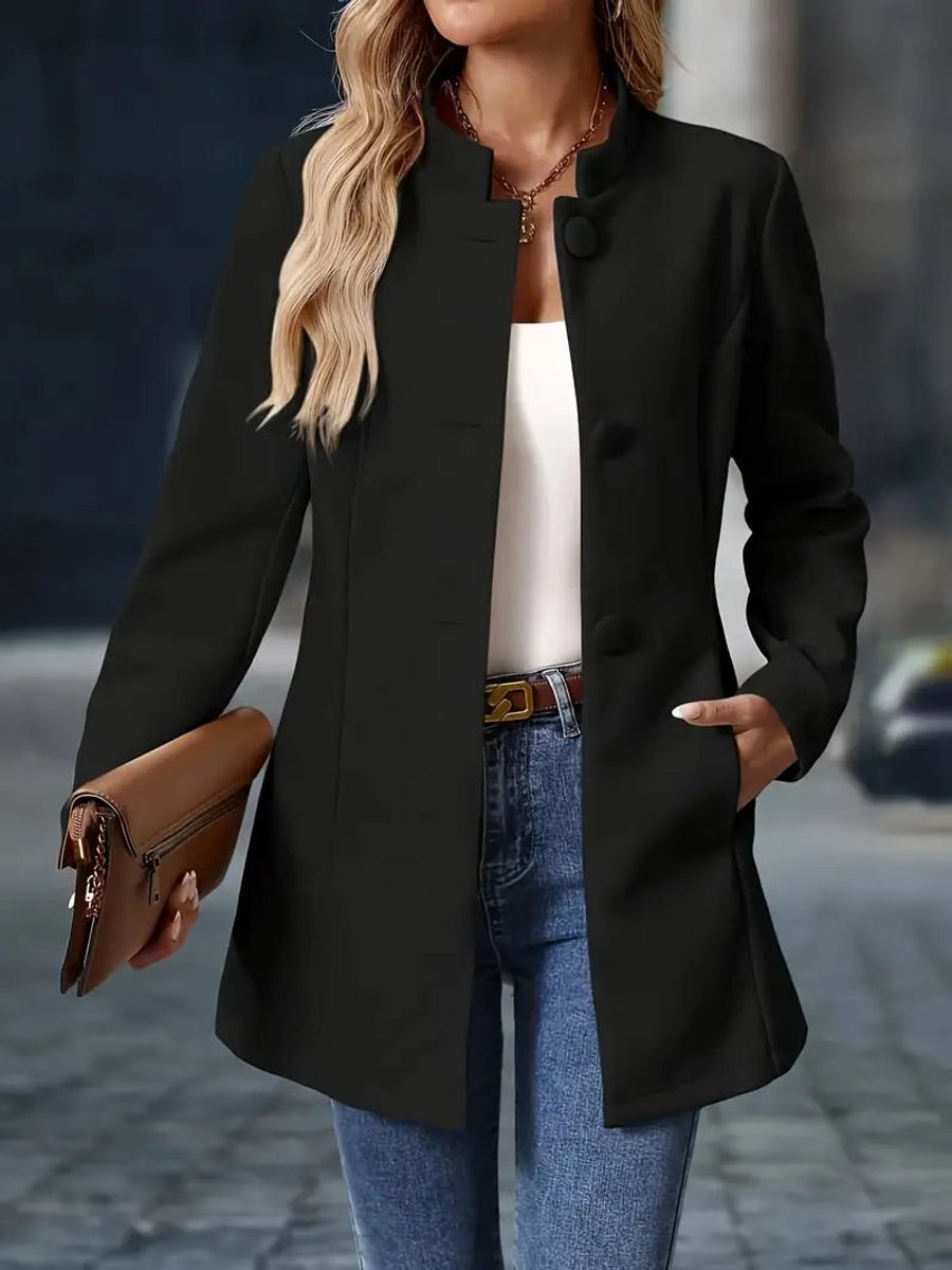 Florence | Women's Coat Stand-Collar Button-Front Tailored Blazer Jacket