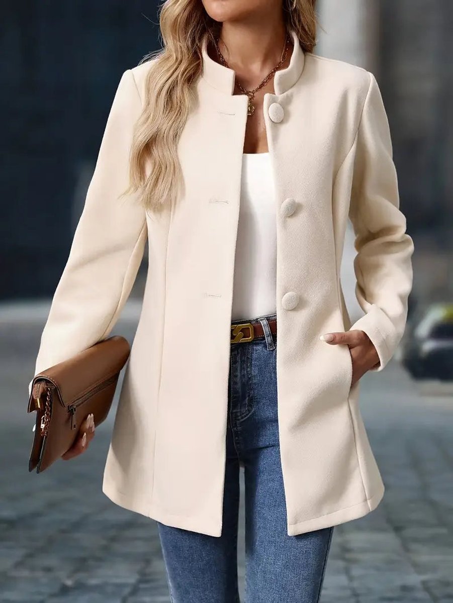 Florence | Women's Coat Stand-Collar Button-Front Tailored Blazer Jacket