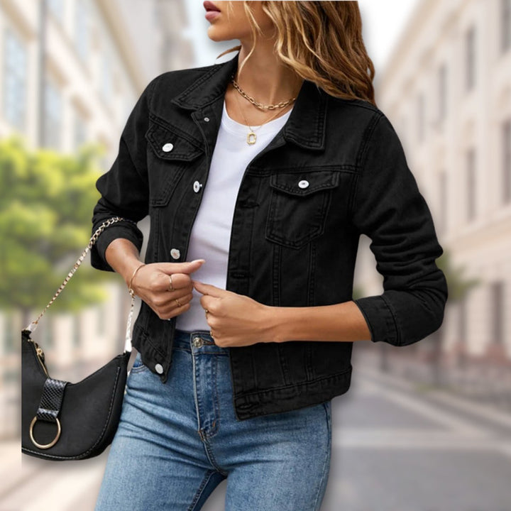 Freya | Women's Coat-Style Button-Up Cropped Denim Jacket