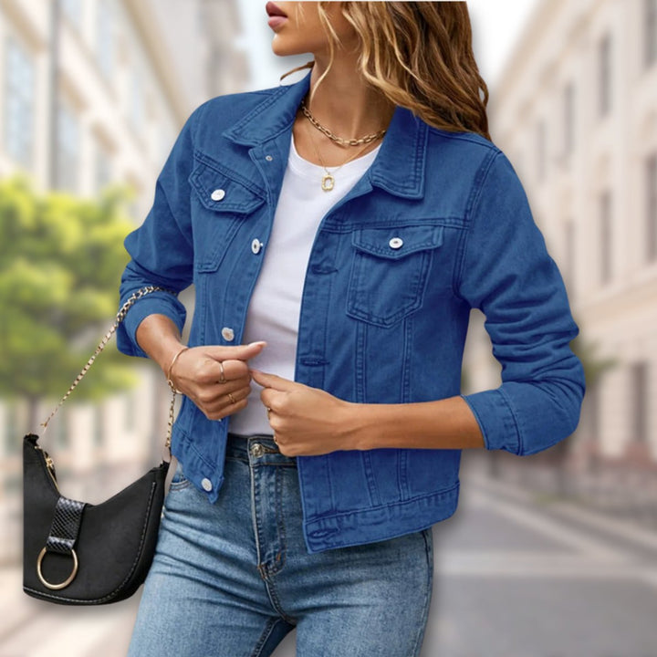 Freya | Women's Coat-Style Button-Up Cropped Denim Jacket