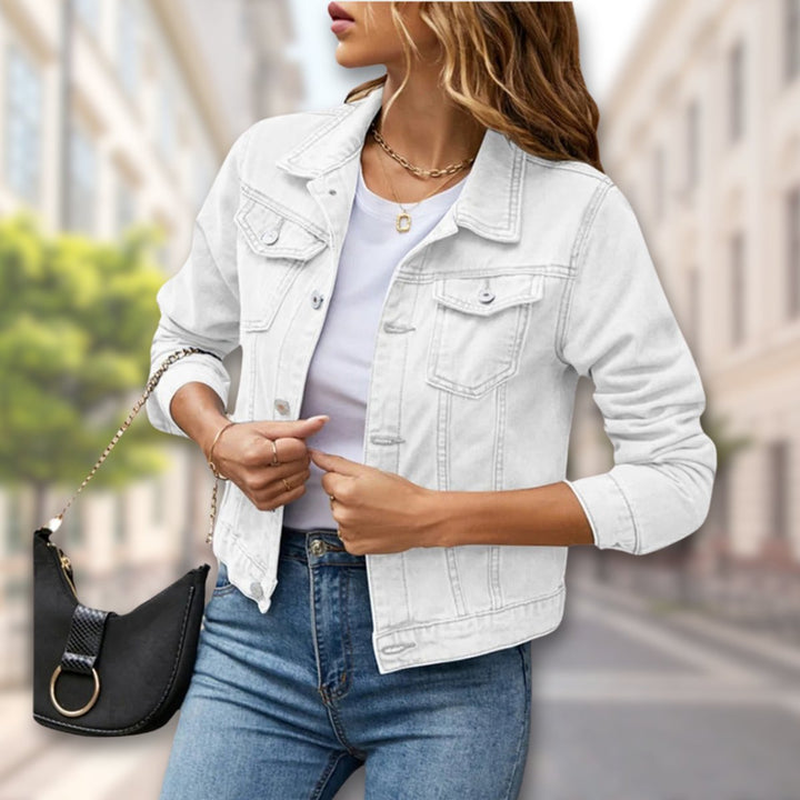 Freya | Women's Coat-Style Button-Up Cropped Denim Jacket