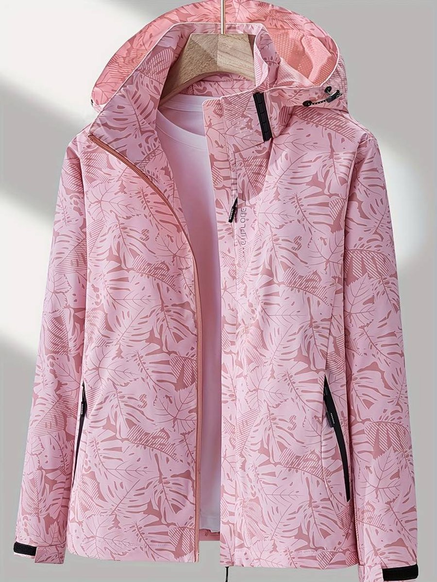 Sienna | Women's Coat Waterproof Windproof Leaf-Print Hooded Jacket