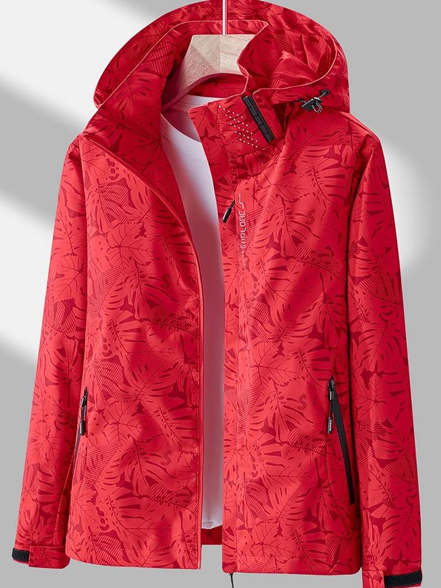 Sienna | Women's Coat Waterproof Windproof Leaf-Print Hooded Jacket