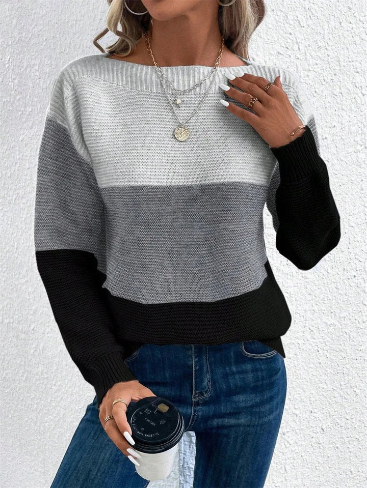 Willow | Women's Colourblock Patchwork Knitted Jumper Relaxed Fit