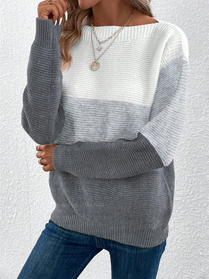 Willow | Women's Colourblock Patchwork Knitted Jumper Relaxed Fit