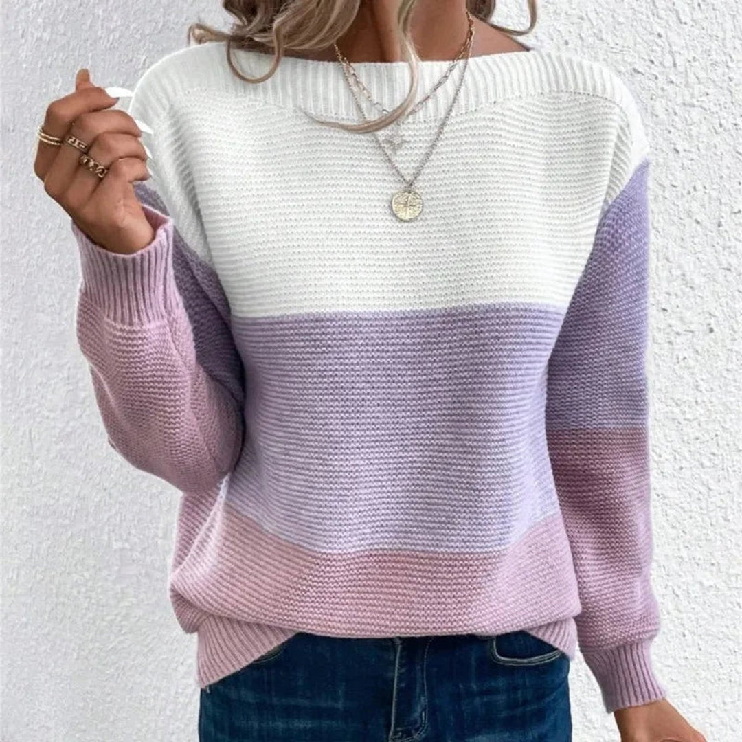 Willow | Women's Colourblock Patchwork Knitted Jumper Relaxed Fit