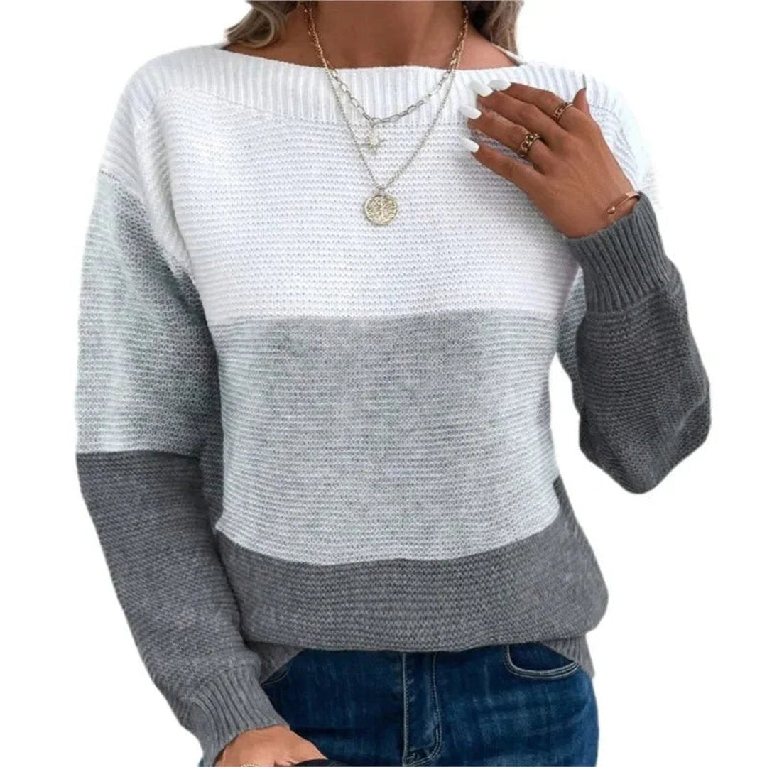 Willow | Women's Colourblock Patchwork Knitted Jumper Relaxed Fit