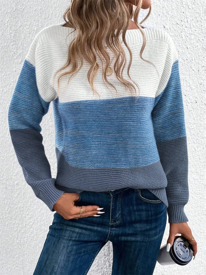 Willow | Women's Colourblock Patchwork Knitted Jumper Relaxed Fit
