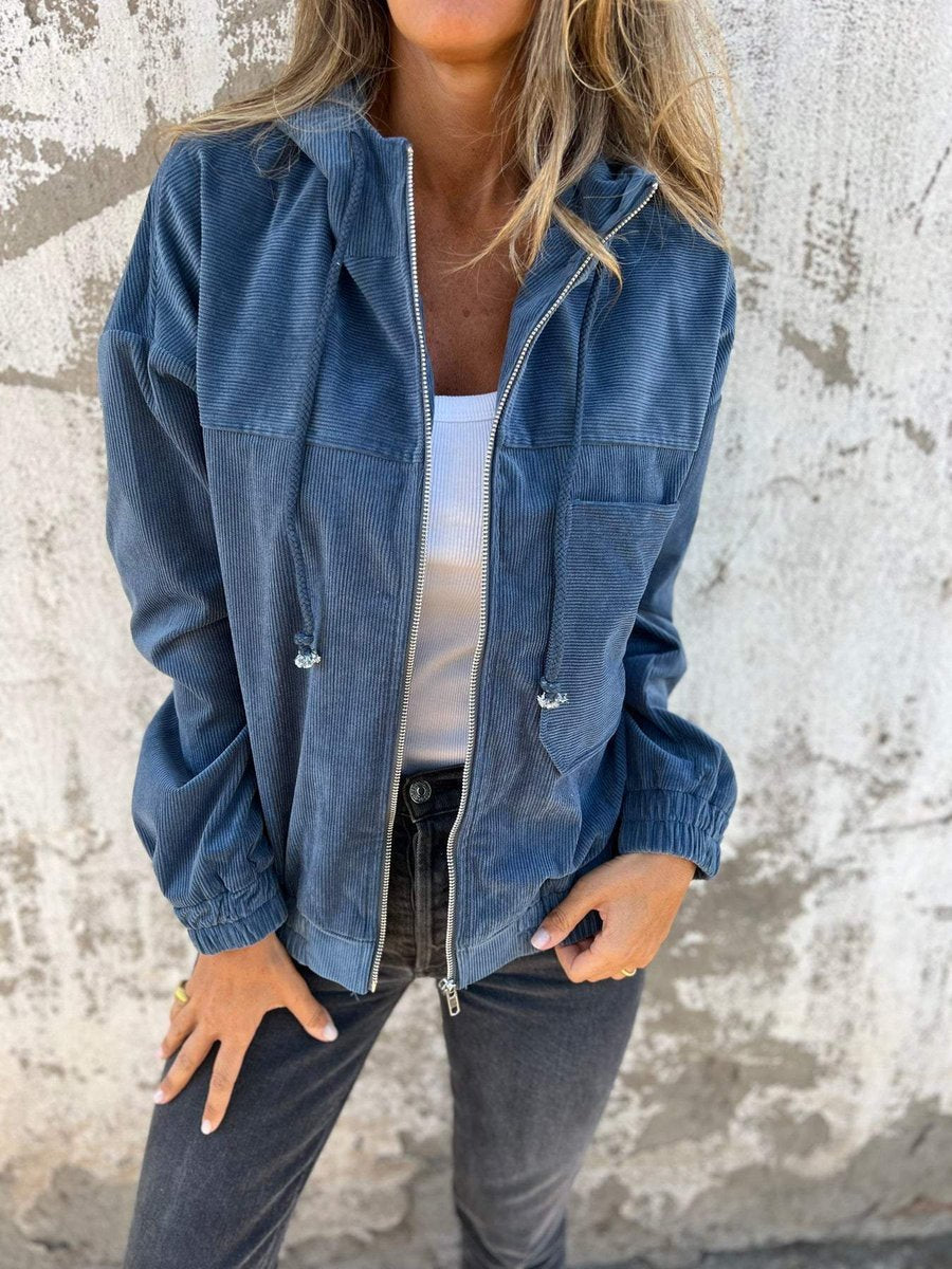 Rosie | Women's Corduroy Hooded Zip-Up Coat Ladies Casual Jacket