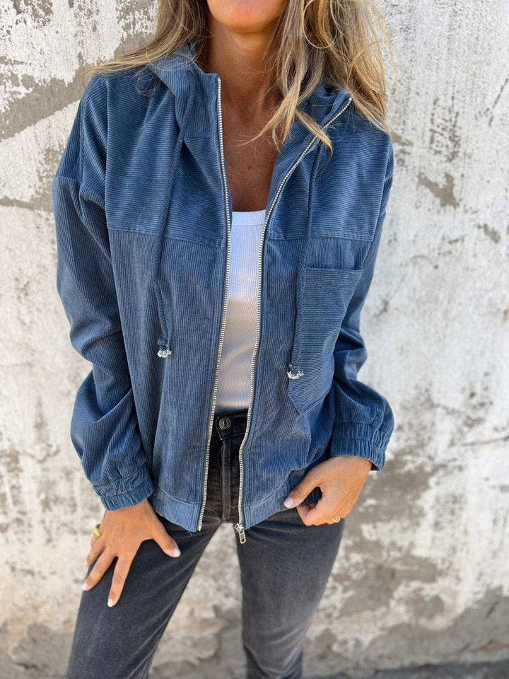 Rosie | Women's Corduroy Hooded Zip-Up Coat Ladies Casual Jacket