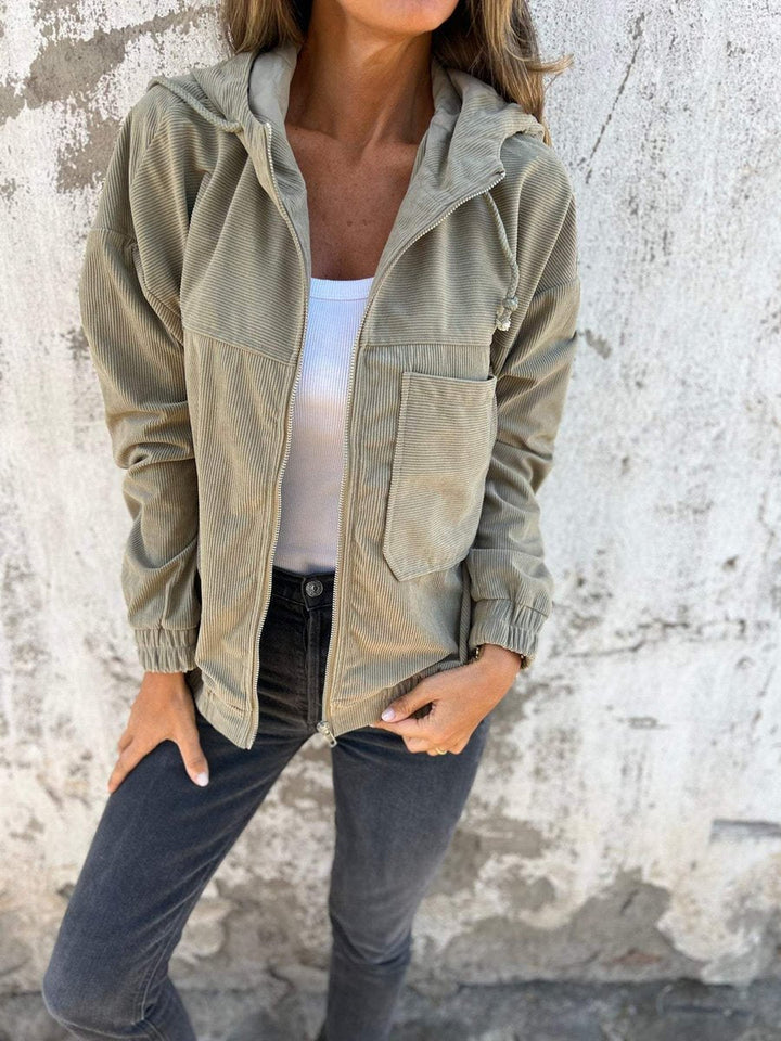 Rosie | Women's Corduroy Hooded Zip-Up Coat Ladies Casual Jacket