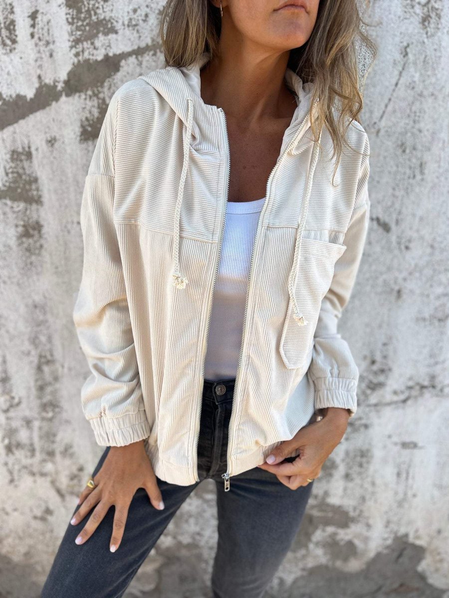 Rosie | Women's Corduroy Hooded Zip-Up Coat Ladies Casual Jacket