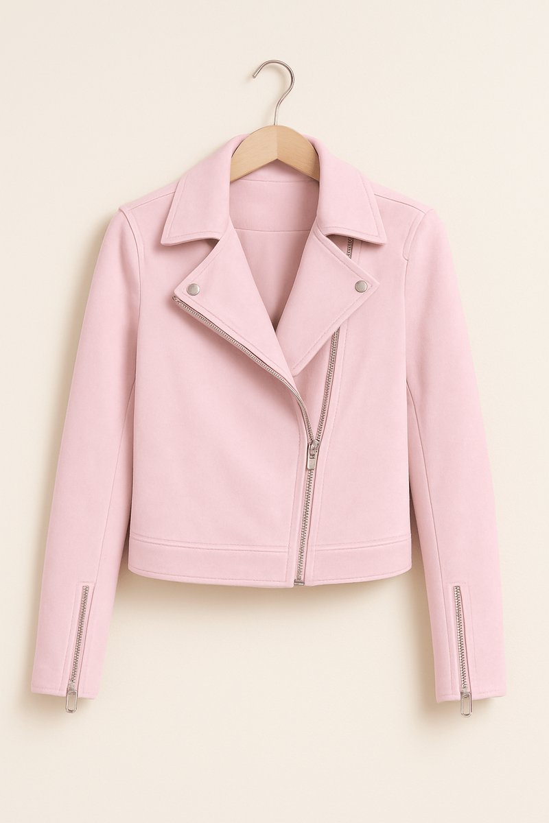 Florence | Women's Cropped Asymmetric-Zip Suede Moto Biker Coat Jacket