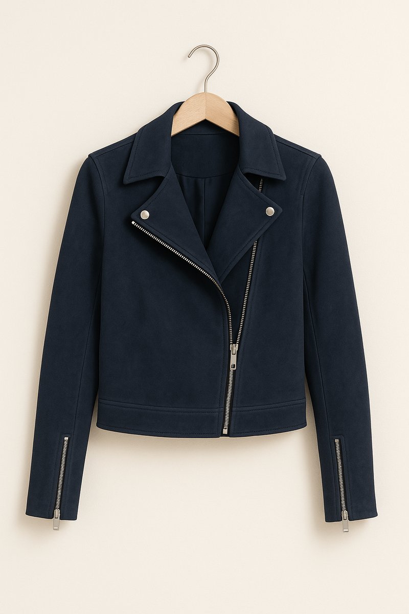 Florence | Women's Cropped Asymmetric-Zip Suede Moto Biker Coat Jacket