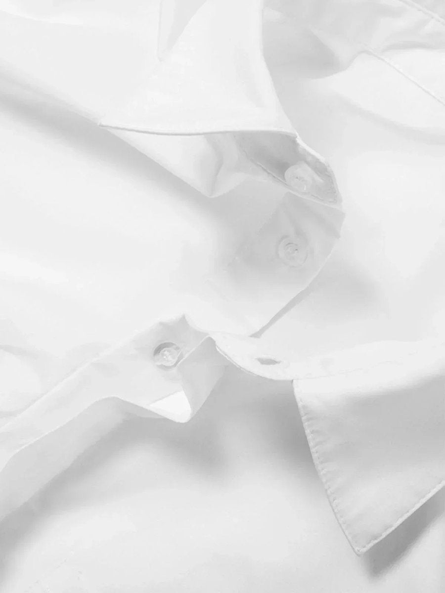 Phoebe | Women's Cropped Long-Sleeve Blouse Button-Up Collared Shirt