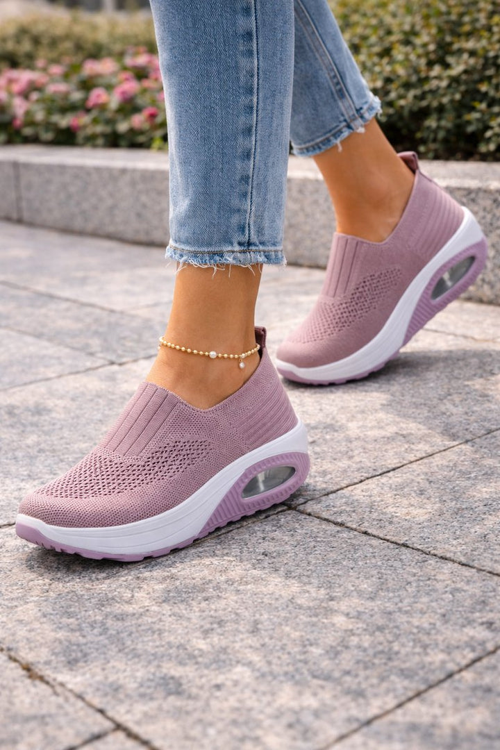 Ivy | Women's Cushioned Knit Slip-On Trainers Air-Sole Walking Shoes