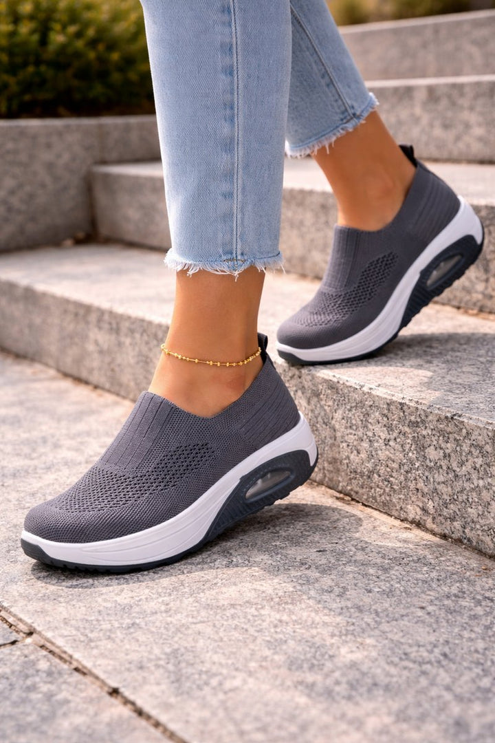 Ivy | Women's Cushioned Knit Slip-On Trainers Air-Sole Walking Shoes