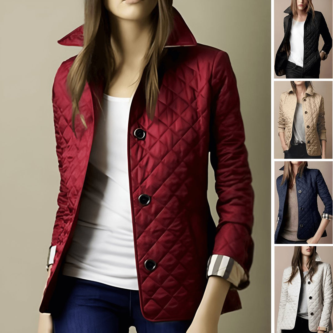 Ella | Women's Diamond-Quilted Button-Up Ladies Puffer Jacket Coat