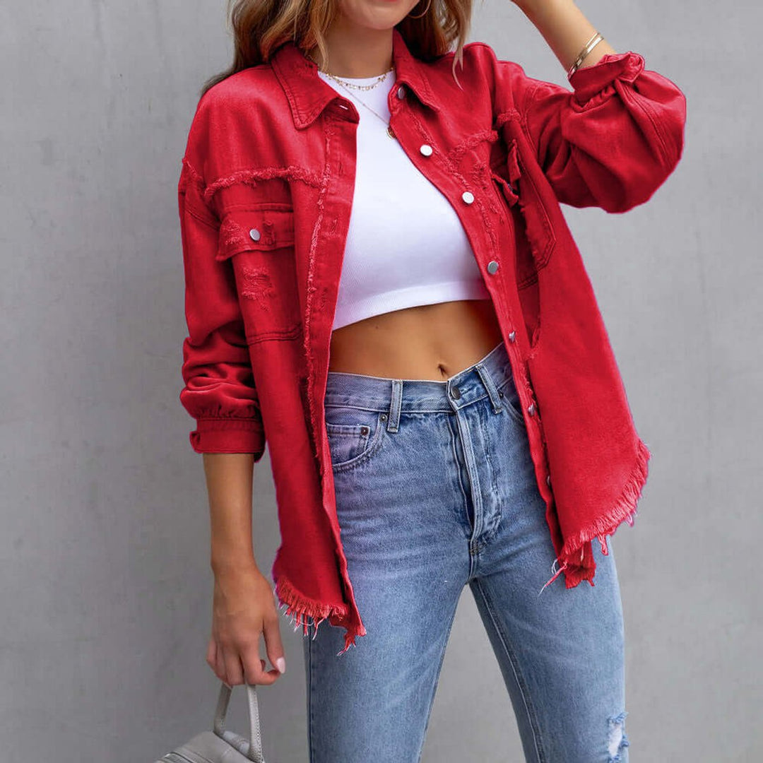 Rosie | Womens Distressed Denim Oversized Jacket Coat
