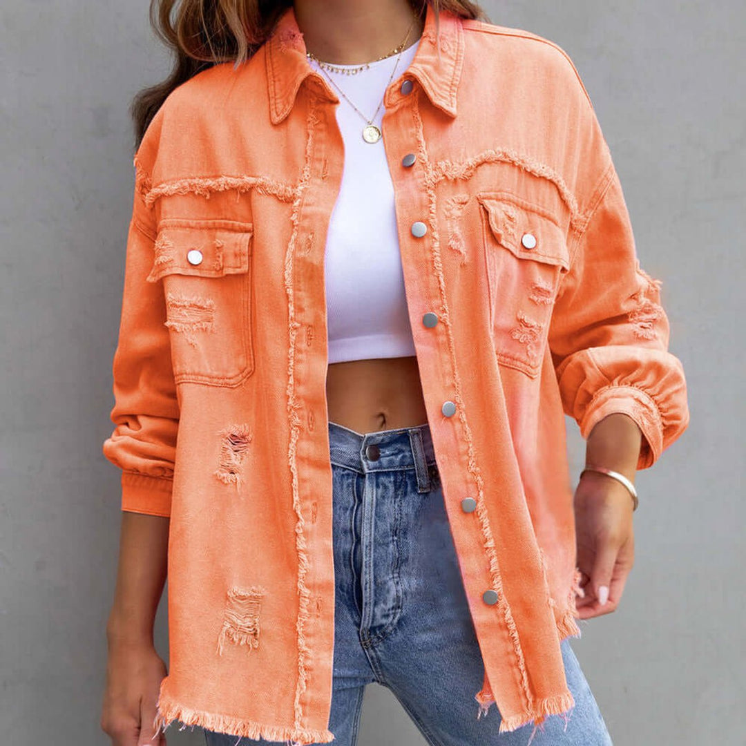 Rosie | Womens Distressed Denim Oversized Jacket Coat