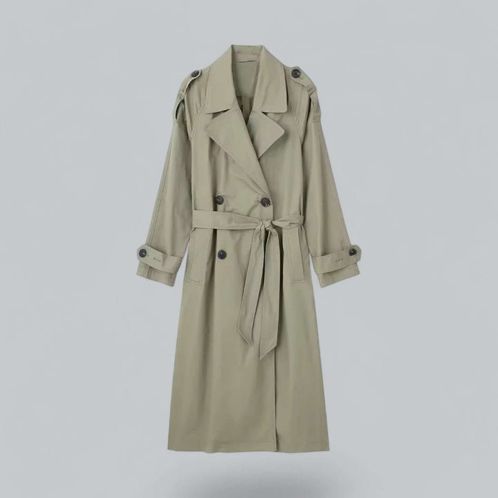 Ella | Women's Double-Breasted Belted Longline Trench Coat