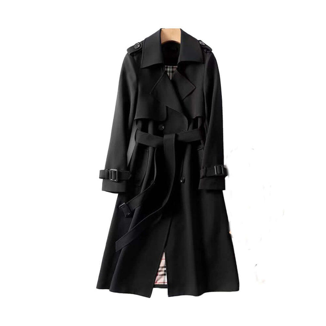 Isla | Women's Double-Breasted Belted Trench Coat Checked Lining