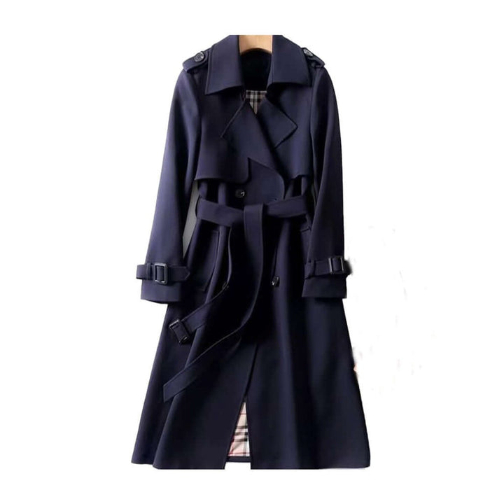 Isla | Women's Double-Breasted Belted Trench Coat Checked Lining