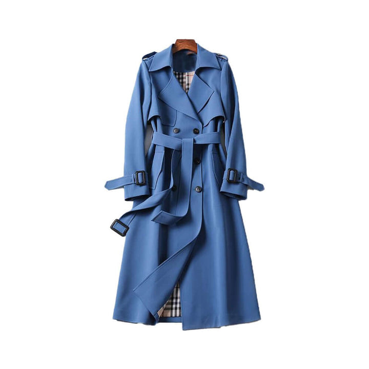 Isla | Women's Double-Breasted Belted Trench Coat Checked Lining