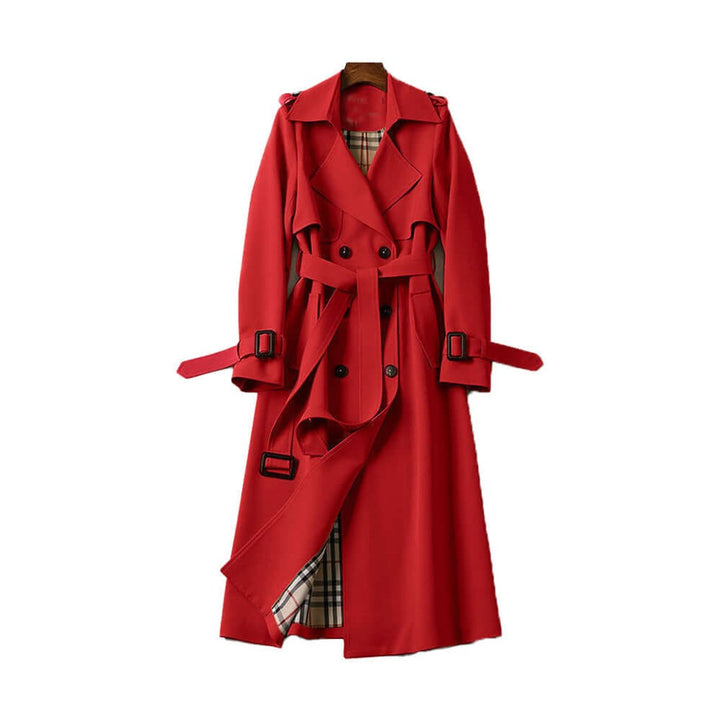Isla | Women's Double-Breasted Belted Trench Coat Checked Lining