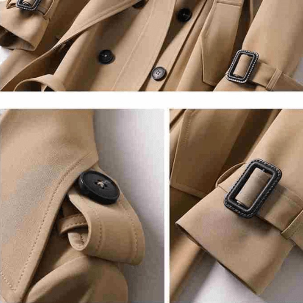 Isla | Women's Double-Breasted Belted Trench Coat Checked Lining