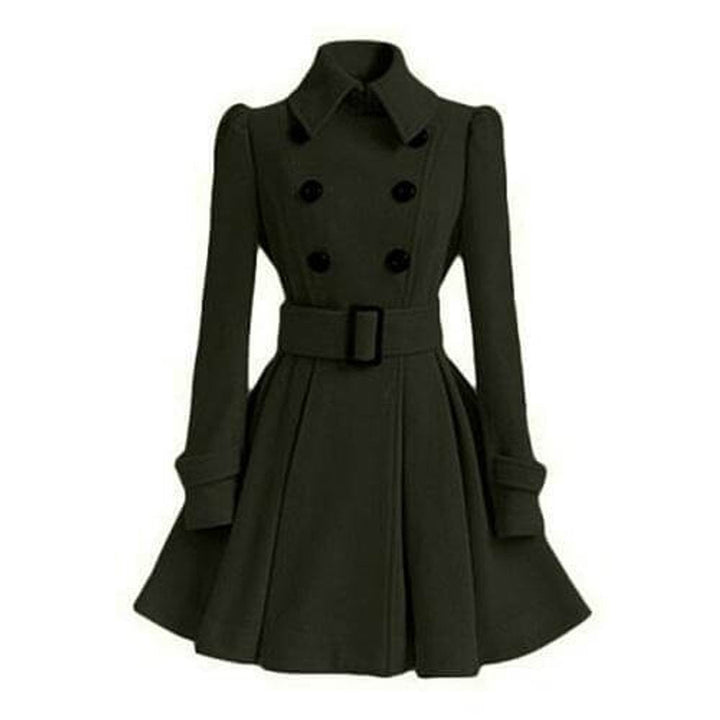 Ava | Women's Double-Breasted Belted Wool Coat Trench Coat Flared Hem