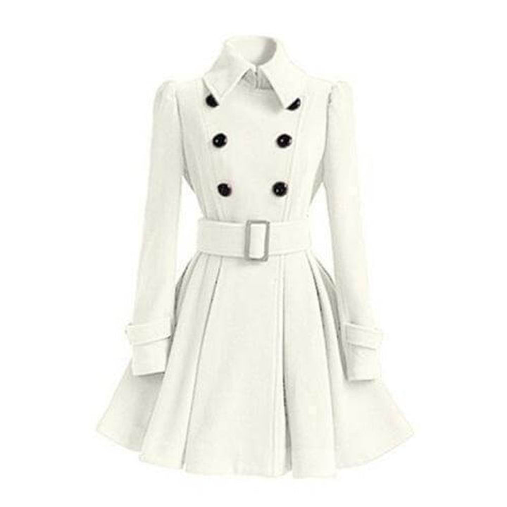 Ava | Women's Double-Breasted Belted Wool Coat Trench Coat Flared Hem