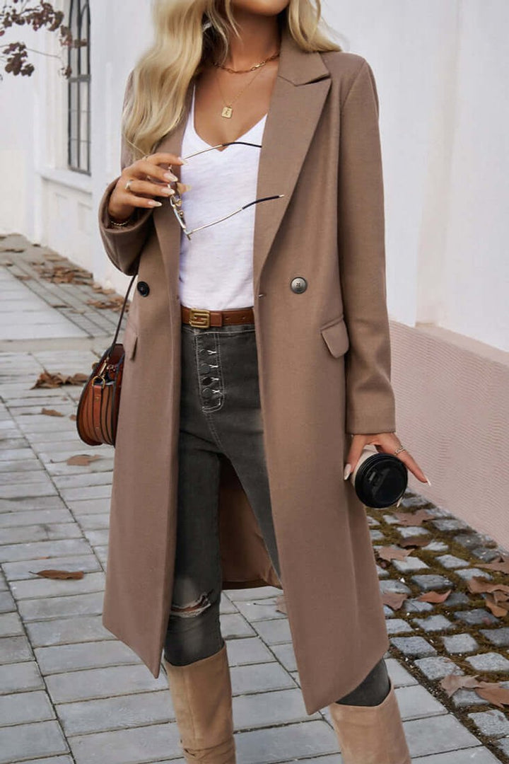Ava | Women's Double-Breasted Longline Wool Coat Trench Coat