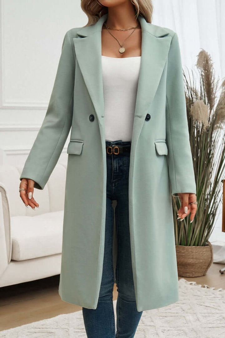Ava | Women's Double-Breasted Longline Wool Coat Trench Coat