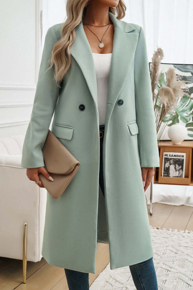 Ava | Women's Double-Breasted Longline Wool Coat Trench Coat