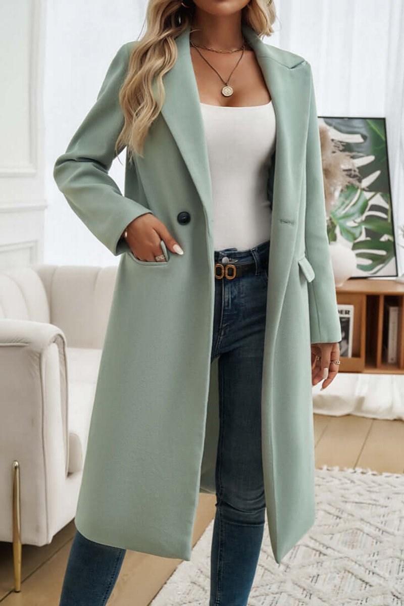 Ava | Women's Double-Breasted Longline Wool Coat Trench Coat