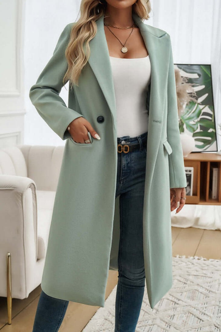 Ava | Women's Double-Breasted Longline Wool Coat Trench Coat