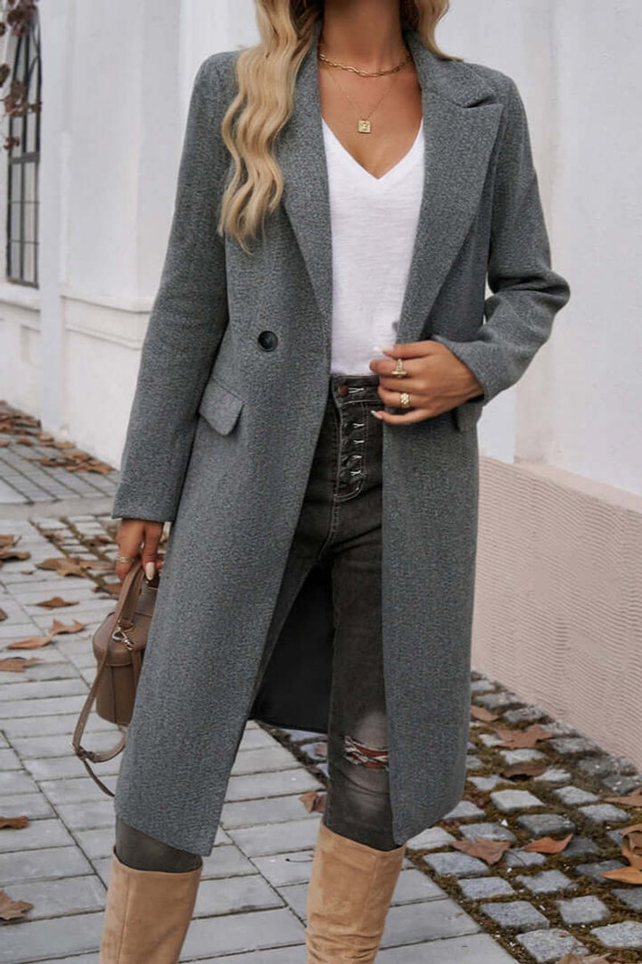 Ava | Women's Double-Breasted Longline Wool Coat Trench Coat