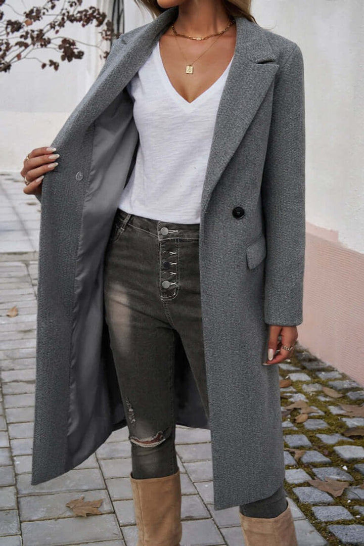 Ava | Women's Double-Breasted Longline Wool Coat Trench Coat