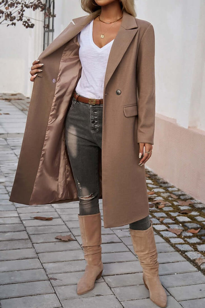Ava | Women's Double-Breasted Longline Wool Coat Trench Coat