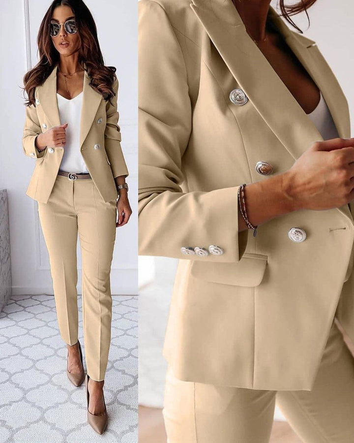 Sophie | Women's Double-Breasted Tailored Blazer Trouser Suit Coat