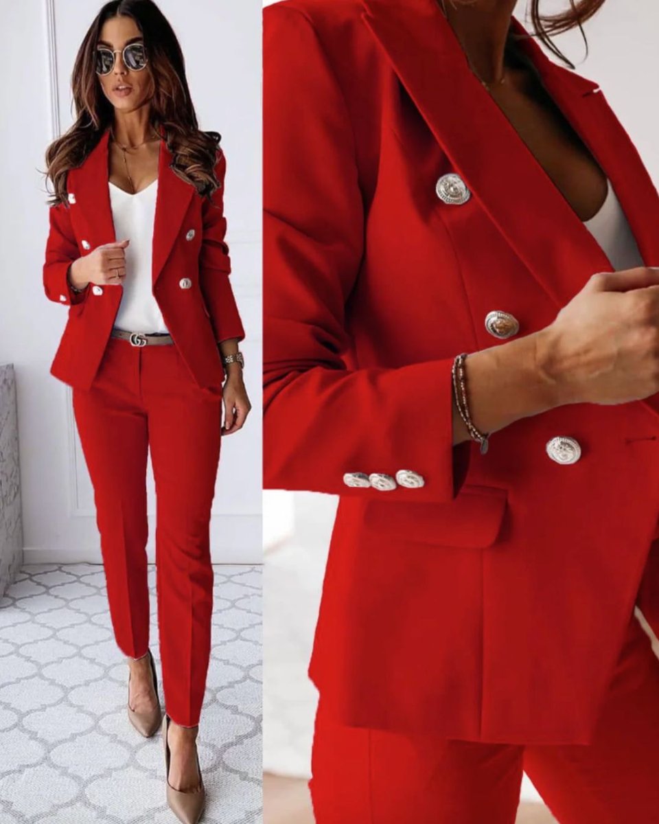 Sophie | Women's Double-Breasted Tailored Blazer Trouser Suit Coat