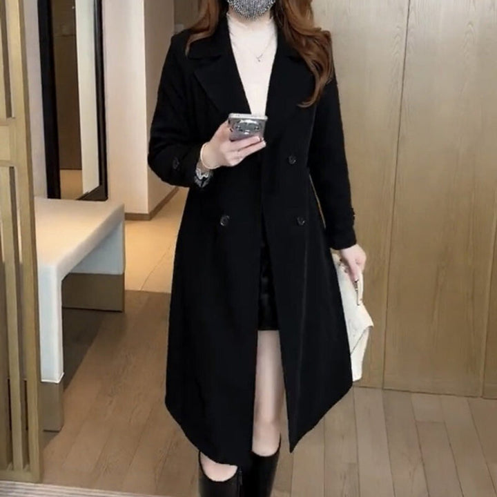 Mia | Women's Double-Breasted Wool Blend Longline Trench Coat