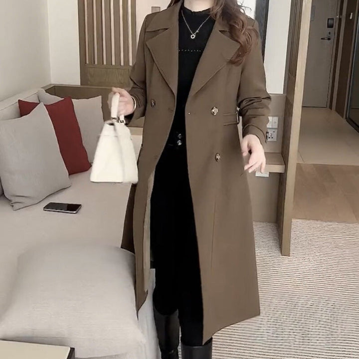 Mia | Women's Double-Breasted Wool Blend Longline Trench Coat