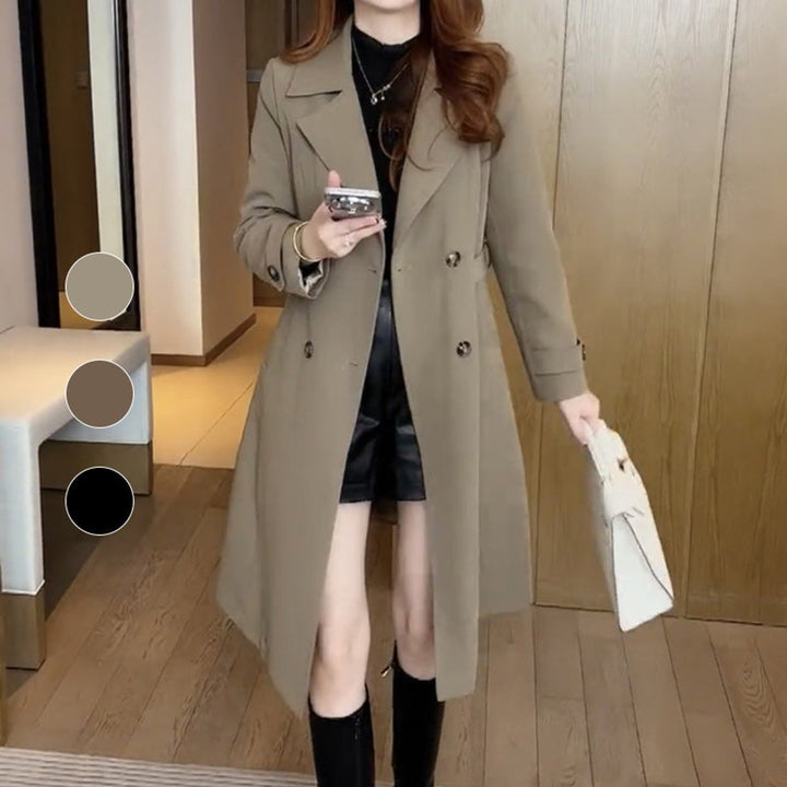 Mia | Women's Double-Breasted Wool Blend Longline Trench Coat