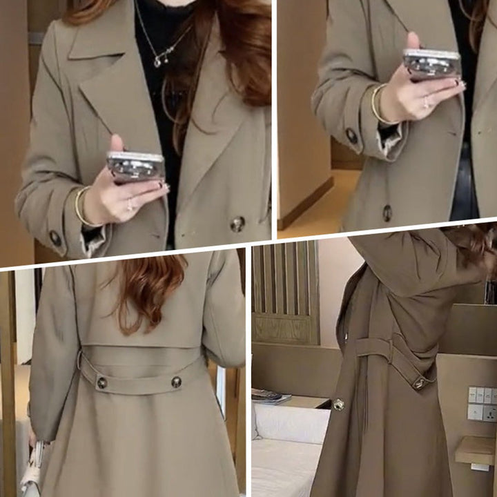 Mia | Women's Double-Breasted Wool Blend Longline Trench Coat