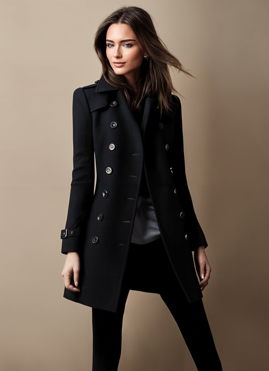 Scarlett | Women's Double-Breasted Wool Coat Classic Trench Style
